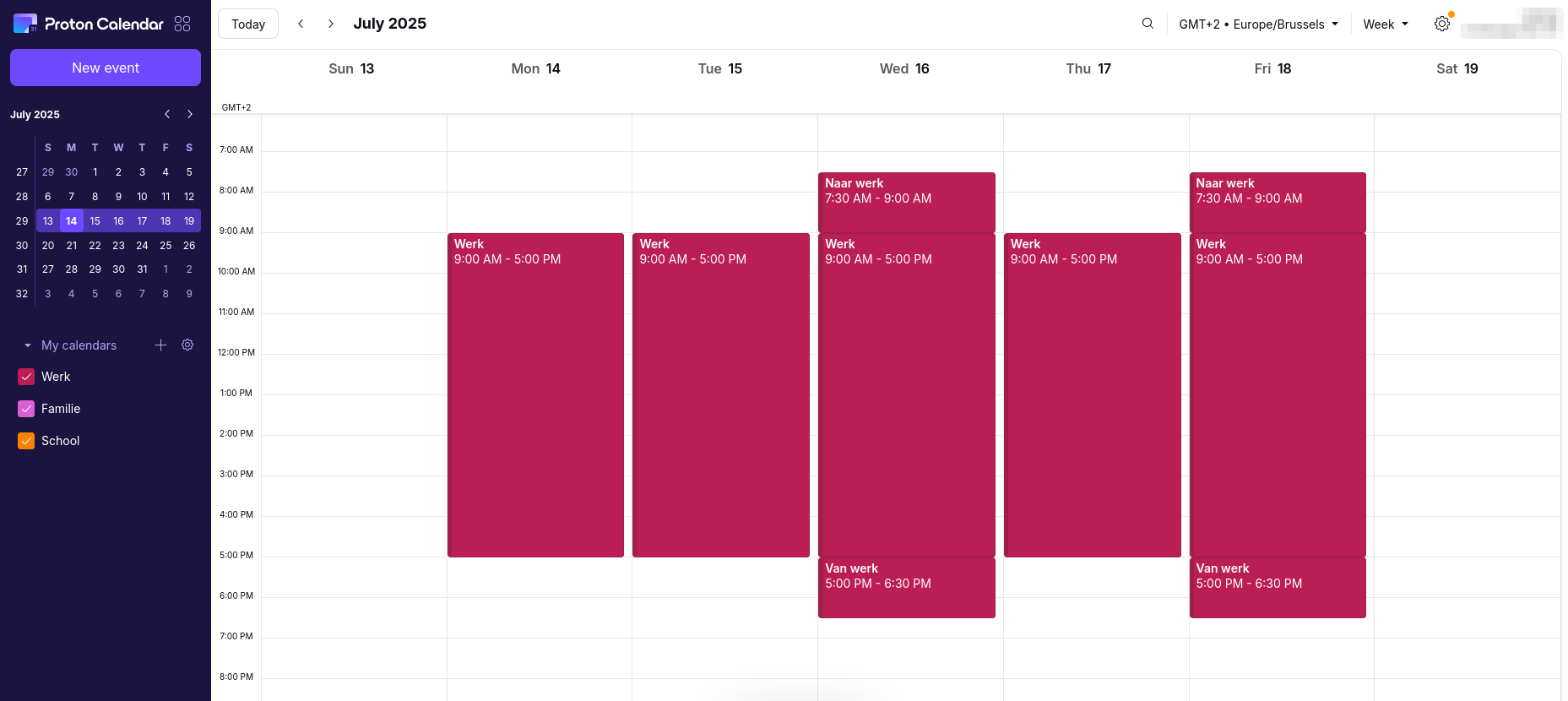 Figure 3: Stap 1, plan jouw werkdagen in